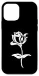Coque pour iPhone 12 mini Rose blanche minimaliste dessin fleur rose amoureux jardinage