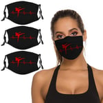 Nuberyl 3 Pieces Face Masks Combat Heartbeat Kickboxer Reusable Washable Adjustable Black Cloth Balaclavas Bandana Scarf For Women Men Adult Kids Fashion Neck Gaiters