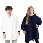 Blanket Hoodie for Kids,Super Soft Fleece Dressing Gown,Warm Comfortable Hooded Robe,Oversized Hoodie Sweatshirt Blanket Super Soft Comfortable Blanket Hoodie One Size Fits All Boys Girls Teens-Blue