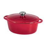 Sitram 714893 COCOTTE TRADIFONTE Ovale en fonte émaillée 6,5 litres - Extérieur Rouge et intérieur Blanc - toutes sources de chaleur y compris induction - Idéale pour repas de 6 à 8 personnes