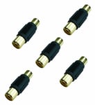 RCA / Phono Inline Female Socket to Socket Connector / Coupler x 5 GOLD