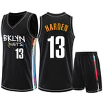 Adult City Edition Basketball Uniform, Brooklyn #13 Harden Basketball Jersey Suit, Quick-Drying and Breathable Basketball Clothes，The Best Gifts for Fans Style black-XXXXXL