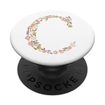 Cute Floral Initial Letter C Monogram on White PS20003 PopSockets PopGrip: Swappable Grip for Phones & Tablets