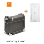 JETKIDS™ BY STOKKE® Resesäng BedBox™ Midnight Grey och madrass CloudSleeper™ vit