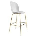 Gubi - Beetle Bar Chair Un-upholstered, Conic Base Brass, White Shell, - Alabaster White - Vit - Barstolar - Metall/Plast