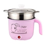 Zcm Multi-Function Electric Skillet 220V Mini Rice Cooker Electric Cooking Machine Single Double Layer Available Hot Pot Multi Electric Rice Cooker 1.8L (Color : Pink color)