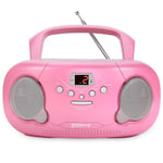 Groove Original Boombox Portable CD Player with Radio - Pink