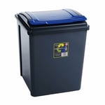 50L Blue Plastic Recycle Bin & Lid Rubbish Dustbin Kitchen Garden Waste