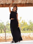 Ro&Zo Linen Blend A-Line Maxi Skirt, Black