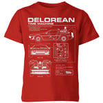 Back To The Future Delorean Schematic Kids' T-Shirt - Red - 3-4 Years - Red