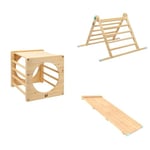 TP Triangle Climbing Frame, Climbing Cube with Bridge/Ladder/Slide