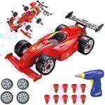 Pup Go Prendre À Part F1 Voiture Course pour Enfants de 3+ Ans, 24 Pièces avec Simulation Perceuse Électrique, Son Réaliste et LED, Costruire Votre Voiture Jouet, Meilleurs Cadeaux pour Garçons(Rouge)