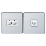 Energenie MIHO092 MiHome 2-Gang Light Switch Chrome (Master/Slave) - Pack of 2 - (> Accessories)