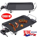 Electric Table Top Grill Griddle BBQ Hot Plate Camping Cooking Cast Iron Pan UK