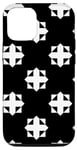 iPhone 15 Pro Black-White Cross Square Checkerboard Op Art Pattern Case