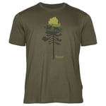 Pinewood Finnveden Rec. Outdoor T-Shirt Olive Mel Pine Tree - M