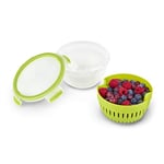 EMSA Clip&Go Bol + Panier 1,1 L, Boîte de Conservation Fruits et légumes, Plastique, Vert, 1,1L
