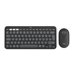 Logitech Pebble Keys 2 K380s, Multi-Device Bluetooth Wireless Keyboard + Pebble Mouse 2 M350s Slim Bluetooth Wireless Mouse - Graphite