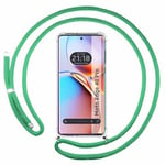 Tumundosmartphone Housse suspendue transparente pour Motorola Edge 40 Pro 5G avec cordon vert eau