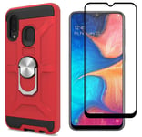 Cuoqing Samsung Galaxy A20e Case, Samsung A20e Phone Case With 1 Screen Protector, Silicone Shockproof Hard Protective Phone Cover Cases With Ring Stand for Samsung Galaxy A20E