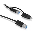 RaidSonic Cable ICY BOX USB-B to USB-A & USB-C 1m black