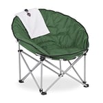 Relaxdays Chaise de Camping Pliante, Fauteuil de Plage XXL, HLP 96x100x74 cm, rembourré, Sac de Transport, Vert foncé