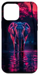Coque pour iPhone 12 mini Bleu foncé éléphant rose