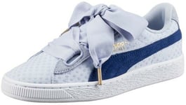 Womens Puma Basket Heart Denim 363371 02 Lace Up Ligt Blue Casual Trainers