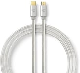 USB 2.0-kabel | Typ-C. hane - Micro B-hane | 3.0 m | Aluminium