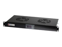 Techly - Fläktbricka För Stativ - Med 2 Kylfläktar, Termostat - Svart, Ral 9005 - 1U - 19"