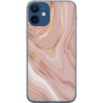 Apple iPhone 12 mini Transparent Mobilskal Ljusrosa marmor