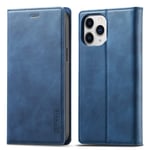 QLTYPRI Compatible with iPhone 12 Pro Max, Vintage Matte Leather Wallet Case Card Slot Kickstand Magnetic Shockproof Flip Case Compatible with iPhone 12 Pro Max - Blue