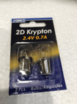 Mini Maglite & others - 2 x DORCY, KRYPTON Bulbs, 2.4V 0.7A (Push-in Base)