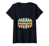Womens Explore Haleakala Retro US National Parks Nostalgic Sign V-Neck T-Shirt