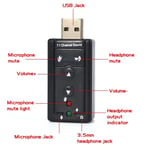 USB lydkort - 2 vejs - Virtual 7.1 Surround Sound