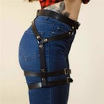 Läderkroppsharnesk Midjebälte Benstrumpa Punk Goth Suspender Band Rem