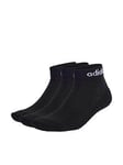 Adidas Unisex 3 Pack Cushioned Linear Ankle Socks - Black