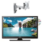 PACK ANTARION TV LED 24" 60cm Téléviseur FULL HD DVD intégré 12V + Support TV 180° Charge max 15kg