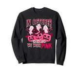 In October We Wear Pink Ghost Boo Pumpkin Breast Cancer Cute Sweatshirt