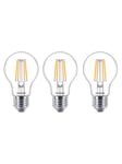 Philips LED-lyspære Classic Standard 4,3W/827 (40W) Clear 3-pack E27