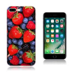 Apple Iphone 7 Plus / 8 Silikonskal M. Motiv - Jordgubb & Blå