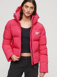 Superdry Hooded Boxy Puffer Jacket - Red, Red, Size 12, Women