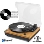 Fenton Bluetooth Record Player Vinyl Turntable with Built-in Speakers RCA Line Out 3-Speed Light Wood RP112L