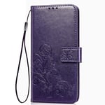LAGUI Cover Compatible for Motorola Moto G9 Play, Nicely Embossed Designed Pattern Wallet Case, purple