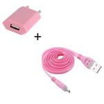 Pack Chargeur Pour Iphone 11 Pro Max Lightning (Cable Smiley Led + Prise Secteur Usb) Apple Connecteur - Rose Pale