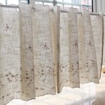 1pcs Half Kitchen Curtains Ready Made Cafe Curtains,Embroidery Small Curtain for Small Window,Handmade Cotton Linen Short Curtain Home Decoration for Bedroom Living Room Bathroom Windows