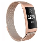 Fitbit Charge 3 Milanese Loop Strap Rose Gold