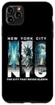Coque pour iPhone 11 Pro Max New York City Skyline et Liberty Moonlight City ne dort jamais