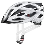 uvex City i-vo - Lightweight City Bike Helmet for Men & Women - incl. LED Light - Individual Fit - White - Black Matt - 56-60 cm