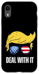 iPhone XR Deal With It Funny Trump Hair American Flag Sunglasses Joke Case